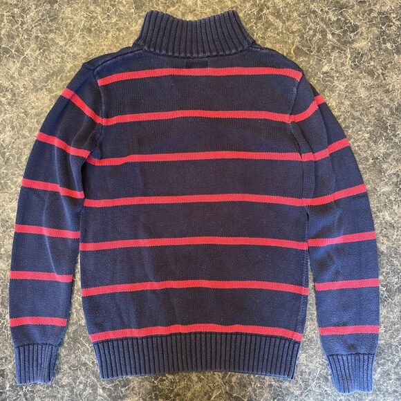Polo‎ Ralph Lauren Sz XL Quarter Zip Blue Red Stripe 100% Cotton - Picture 6 of 11